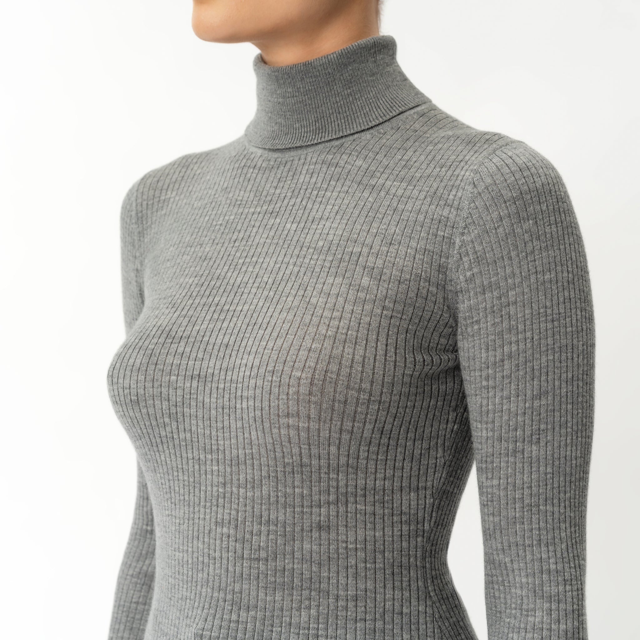 Merino Wool Ribbed Turtleneck - Ninepine